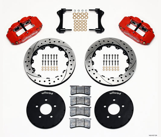 Wilwood Narrow Superlite 6R Front Hat Kit 12.88in Drill Red 1994-2004 Mustang - Racecraft Industries