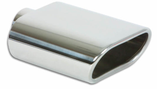 Vibrant 5.5in x 3in Oval SS Exhaust Tip (Single Wall Angle Cut Rolled Edge) - Racecraft Industries