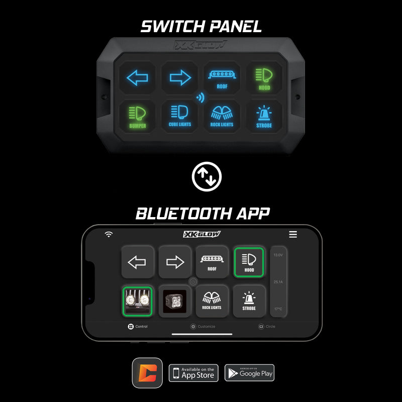 XK Glow XKcommand Bluetooth Switch Panel for Lights 12V Accessory Offroad - Racecraft Industries