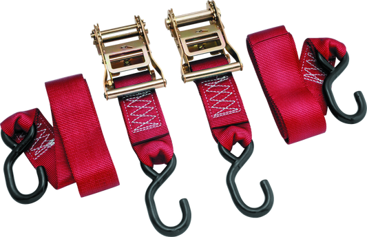BikeMaster 2x84in Ratchet Tiedown Pair - Red - Racecraft Industries