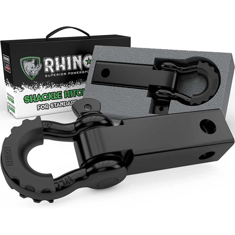Rhino USA Shackle Hitch Receiver W/ D-Ring (Black) - Racecraft Industries