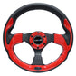 NRG Reinforced Steering Wheel (320mm) Blk w/Red Trim & 5mm 3-Spoke - Racecraft Industries