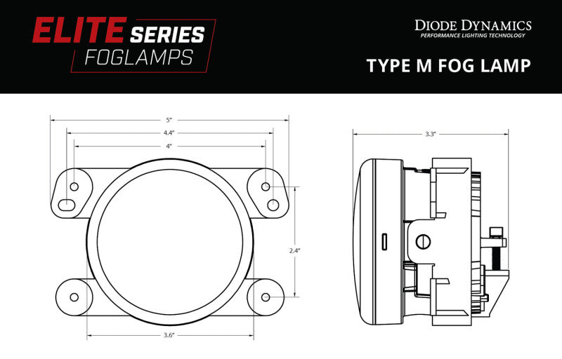 Diode Dynamics Elite Series Type M Fog Lamps - Yellow (Pair) - Racecraft Industries