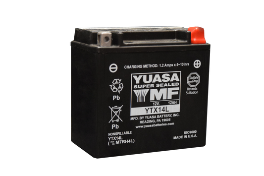 Yuasa YTX14L Maintenance Free AGM 12-Volt Battery - Racecraft Industries