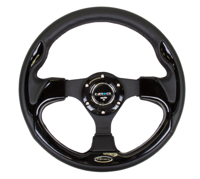 NRG Reinforced Steering Wheel (320mm) Blk w/Gloss Black Trim - Racecraft Industries