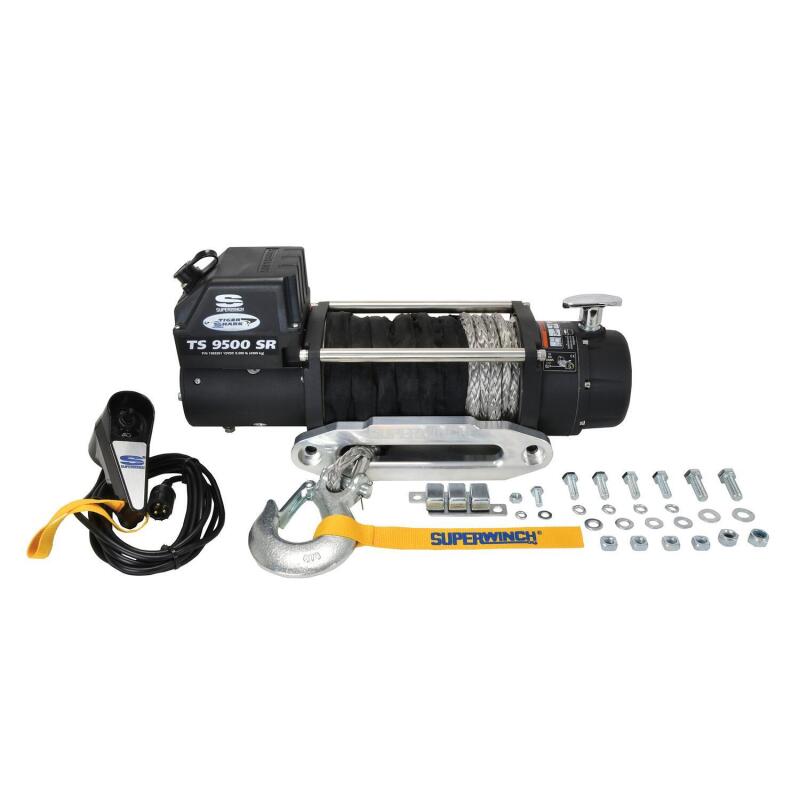 Superwinch 9500 LBS 12V DC 3/8in x 80ft Synthetic Rope Tiger Shark 9500 Winch - Racecraft Industries