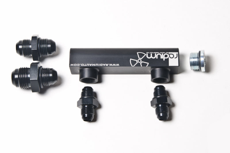Radium Engineering Universal 4-Port Manifold - Black W/ Logo - Racecraft Industries