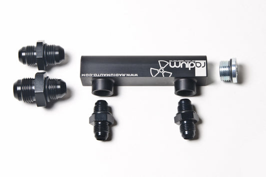 Radium Engineering Universal 4-Port Manifold - Black W/ Logo - Racecraft Industries