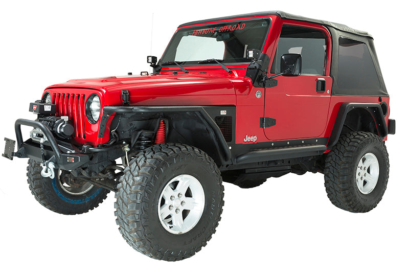 Fishbone Offroad 97-06 Jeep Wrangler TJ Steel Rock Slider - Black Textured Powdercoat - Racecraft Industries