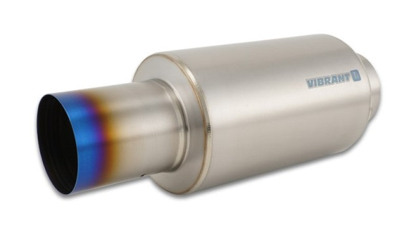 Vibrant Titanium Muffler w/Straight Cut Burnt Tip 4in Inlet / 4in Outlet - Racecraft Industries