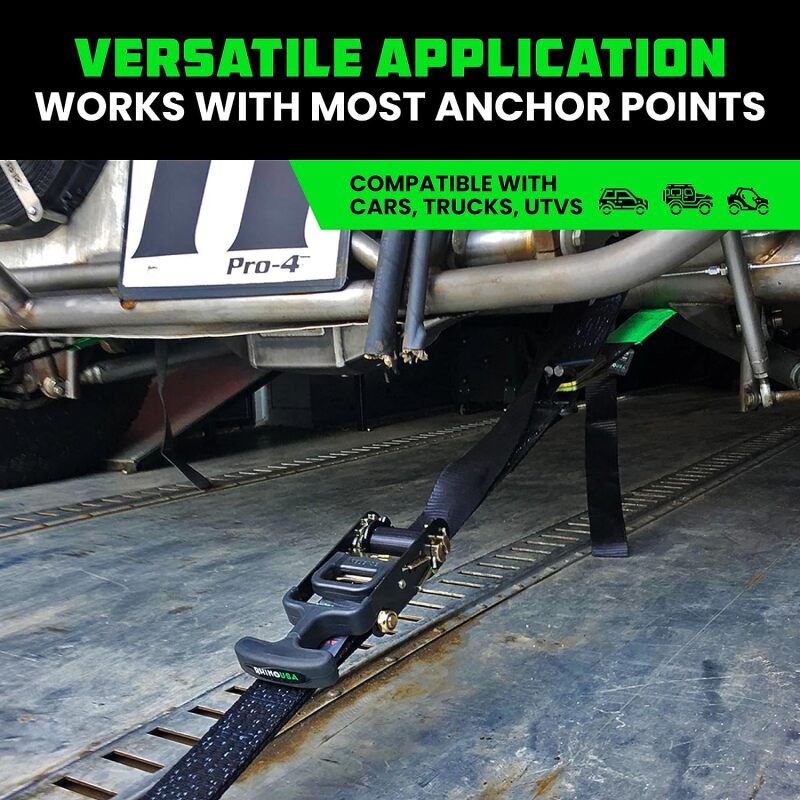 Rhino USA Heavy Duty Vehicle Tie Down Kit- Green - Racecraft Industries