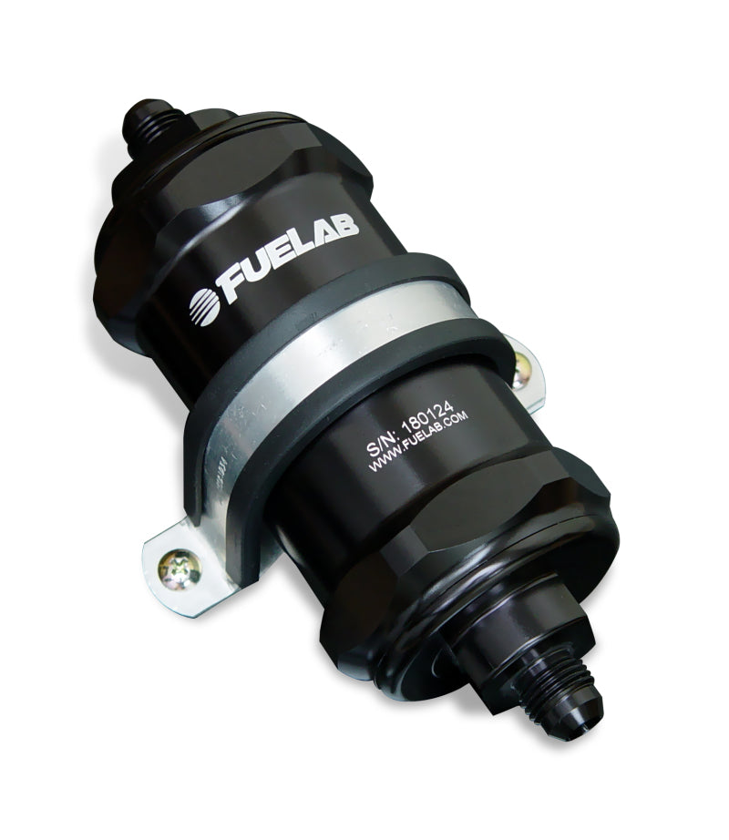 Fuelab 818 In-Line Fuel Filter Standard -8AN In/Out 100 Micron Stainless - Black - Racecraft Industries