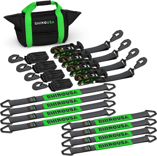 Rhino USA Heavy Duty Vehicle Tie Down Kit (Snap Hook) - Racecraft Industries