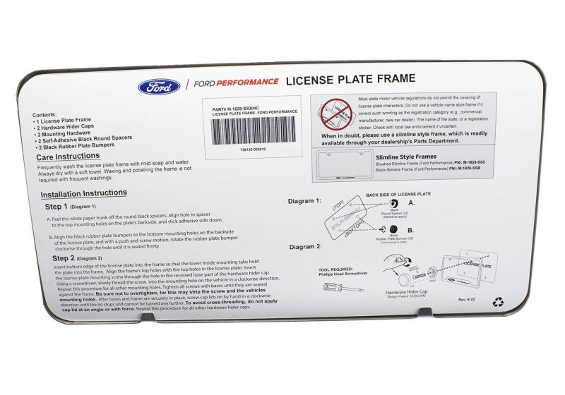 Ford Racing Stainless Steel Ford Performance License Plate Frame - Racecraft Industries