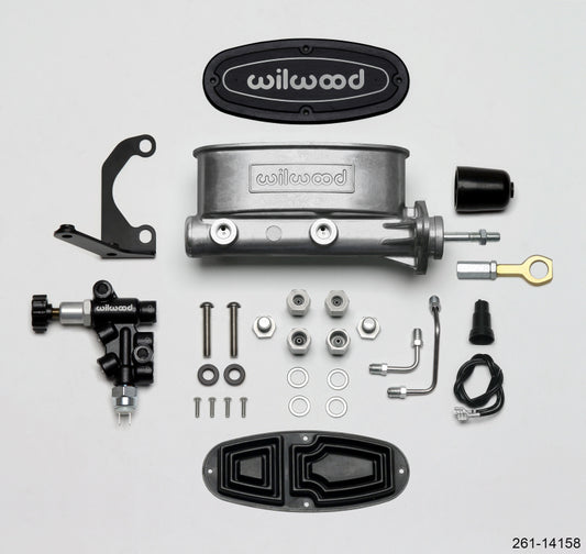 Wilwood HV Tandem M/C Kit w L/H Bracket & Prop Valve - 15/16in Bore-W/Pushrod - Early Mustang - Racecraft Industries