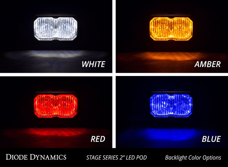 Diode Dynamics Stage Series 2 In LED Pod Sport - White Flood Flush RBL (Pair) - Racecraft Industries