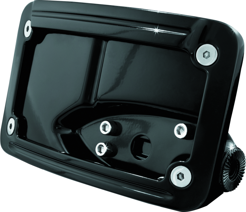 Kuryakyn Curved Horizontal Mount Side License Plate Holder Gloss Black - Racecraft Industries