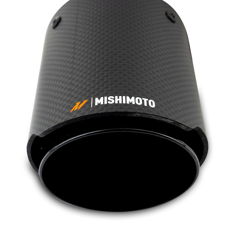 Mishimoto 2x Carbon Fiber Muffler Tip 2.5in Inlet 3.5in Outlet Black - Racecraft Industries