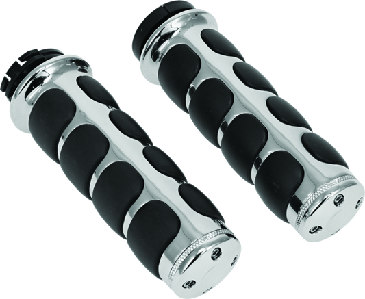 Kuryakyn Premium ISO Grips Without Throttle Boss Dual Cable Chrome - Racecraft Industries