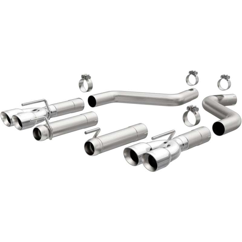 MagnaFlow Axle-Back, SS, 3in, Quad Split Rear 3.5 Tips 2015 Dodge Challenger incl SRT Hellcat - Racecraft Industries