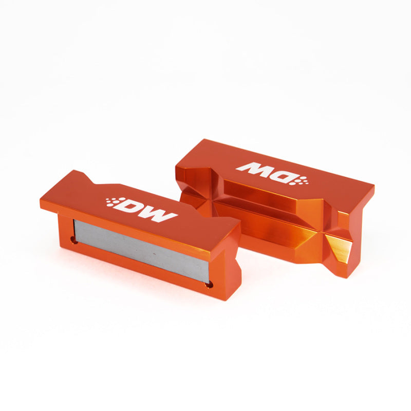 DeatschWerks 4in. Aluminum Soft Jaws w/ Magnet - Orange Anodized - Racecraft Industries