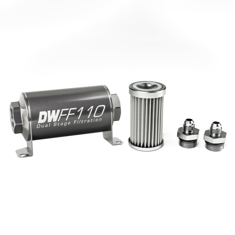 DeatschWerks Stainless Steel 6AN 5 Micron Universal Inline Fuel Filter Housing Kit (110mm) - Racecraft Industries