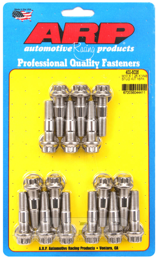 ARP M10 x 1.25 x 48 Stainless Steel 12pt Broached Stud Kit (16/pkg) - Racecraft Industries
