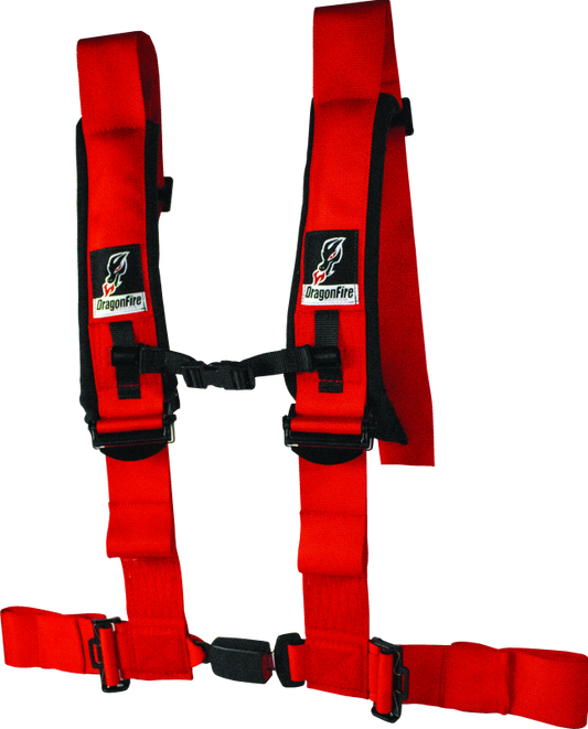 DragonFire Racing Harness- H-Style- 4-point- EZ-Adjust- 3in Buckle- Red - Racecraft Industries