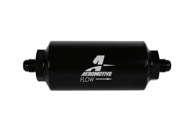 Aeromotive In-Line Filter - (AN-6 Male) 10 Micron Fabric Element Bright Dip Black Finish - Racecraft Industries