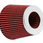 K&N Universal Air Filter Chrome Round Tapered Red - 4in Flange ID x 1.125in Flange Length x 5.5in H - Racecraft Industries