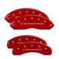 MGP 4 Caliper Covers Engraved Front & Rear Gen 5/Camaro Red finish silver ch - Racecraft Industries