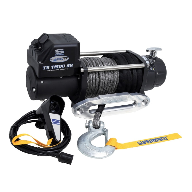 Superwinch 11500 LBS 12V DC 3/8in x 80ft Synthetic Rope Tiger Shark 11500 Winch - Racecraft Industries