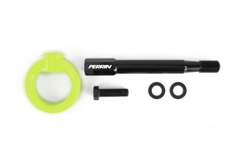 Perrin 2022 Subaru WRX / 18-21 Crosstrek / 14-21 Forester Tow Hook Kit (Front) - Neon Yellow - Racecraft Industries