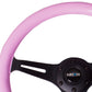 NRG Classic Wood Grain Steering Wheel (350mm) Solid Pink Painted Grip w/Black 3-Spoke Center - Racecraft Industries