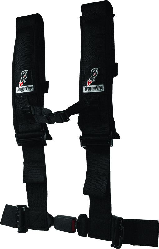 DragonFire Racing Harness H-Style- 4-Point- EZ-Adjust- 3in Buckle- Black - Racecraft Industries