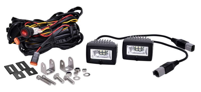 KC HiLiTES C-Series C2 LED 2in. Backup Area Flood Light 20w (Pair Pack System) - Black - Racecraft Industries