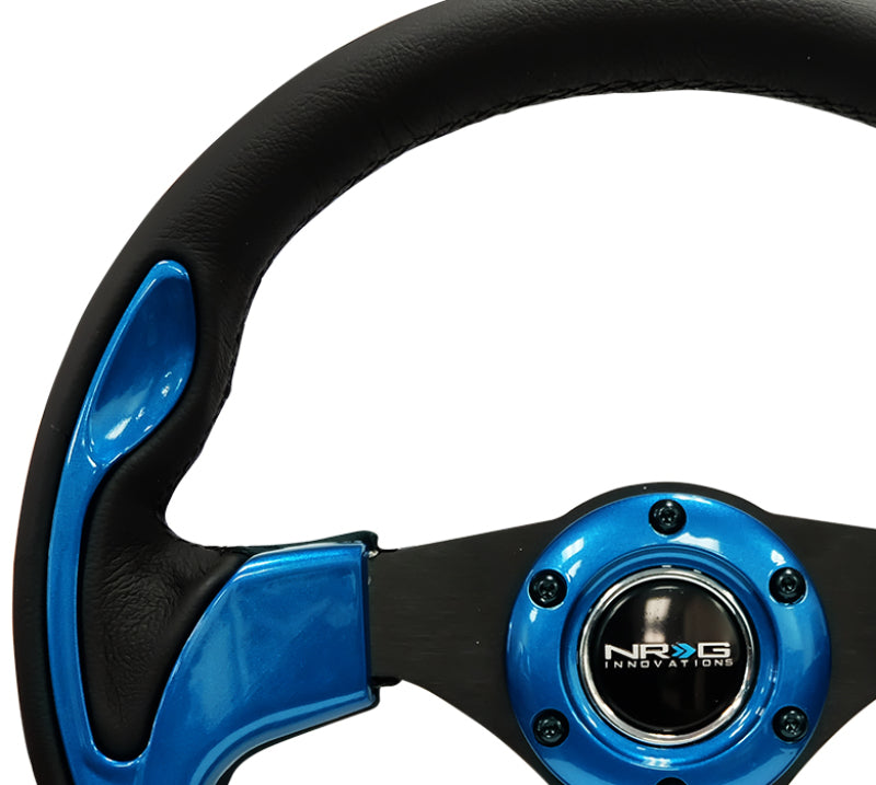 NRG Reinforced Steering Wheel (320mm) Blk w/Blue Trim - Racecraft Industries