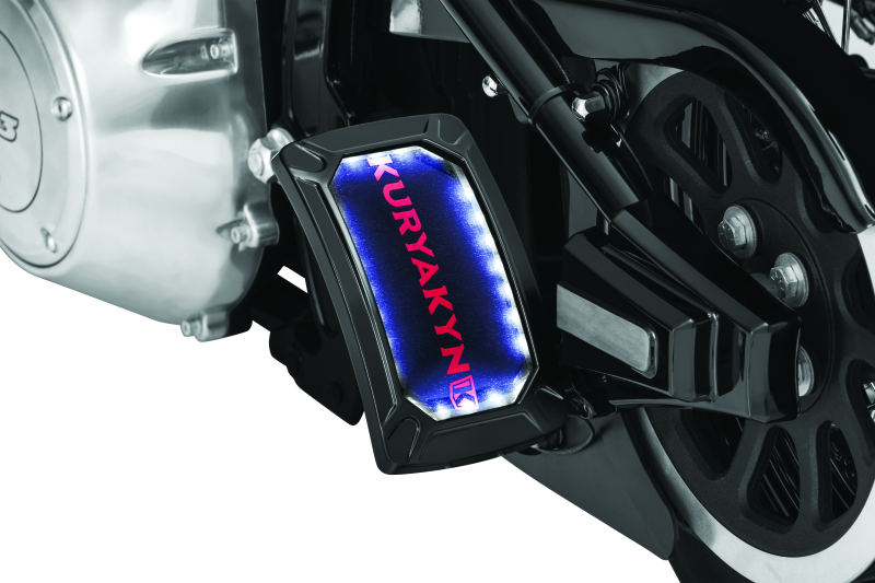 Kuryakyn Nova Curved Vertical Mount Side License Plate Holder Gloss Black - Racecraft Industries