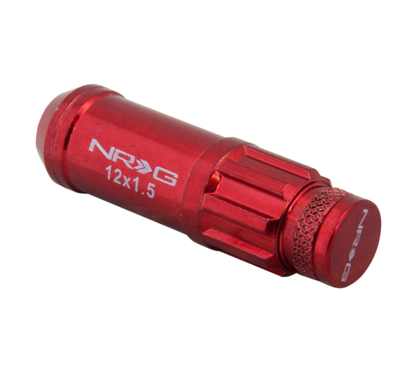 NRG 700 Series M12 X 1.5 Steel Lug Nut w/Dust Cap Cover Set 21 Pc w/Locks & Lock Socket - Red - Racecraft Industries