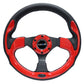 NRG Reinforced Steering Wheel (320mm) Blk w/Red Trim & 5mm 3-Spoke - Racecraft Industries