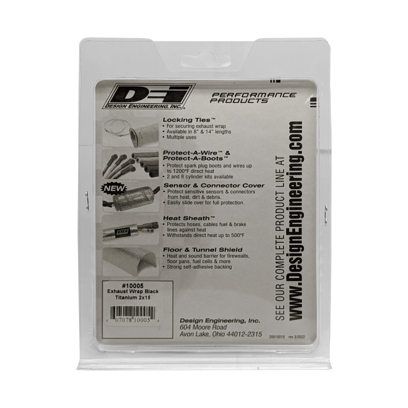 DEI Exhaust Wrap 2in x 15ft - Titanium - Black - Racecraft Industries