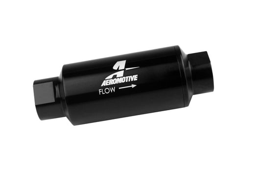 Aeromotive In-Line Fuel Filter 40-M Stainless Mesh Element ORB-10 Port (Bright-Dip Black) 2in. OD - Racecraft Industries