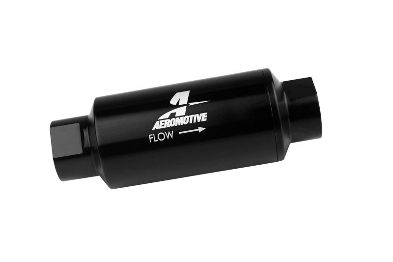 Aeromotive In-Line Fuel Filter 40-M Stainless Mesh Element ORB-10 Port (Bright-Dip Black) 2in. OD - Racecraft Industries