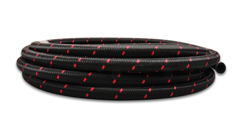 Vibrant -8 AN Two-Tone Black/Red Nylon Braided Flex Hose (10 foot roll) - Racecraft Industries