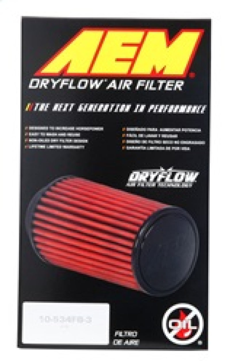 AEM Dryflow Air Filter - Round Tapered - 2.75in Flange ID x 5.5in Base OD x 4.75in Top OD x 7.5in H - Racecraft Industries