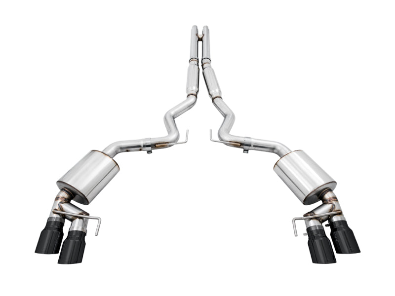 AWE Tuning 2018+ Ford Mustang GT (S550) Cat-back Exhaust - Touring Edition (Quad Diamond Black Tips) - Racecraft Industries