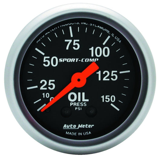 Autometer Sport Comp 52mm Mechanical 0-150 PSI Oil Pressure Gauge - Racecraft Industries