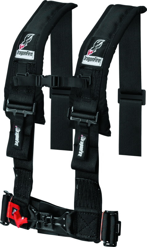 DragonFire Racing Harness- H-Style- 4-Point- 3in Buckle- Black - Racecraft Industries
