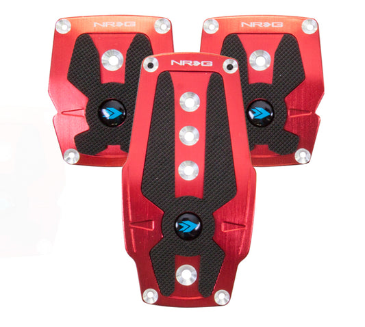 NRG Brushed Aluminum Sport Pedal M/T - Red w/Black Rubber Inserts - Racecraft Industries