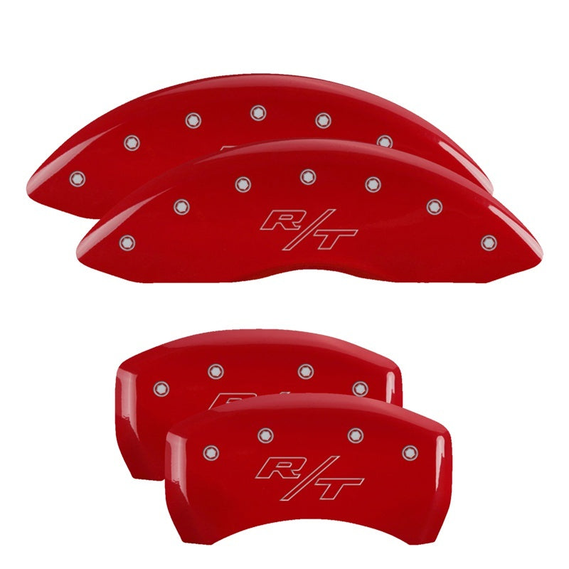 MGP 4 Caliper Covers Engraved Front & Rear Vintage Style/RT Red finish silver ch - Racecraft Industries